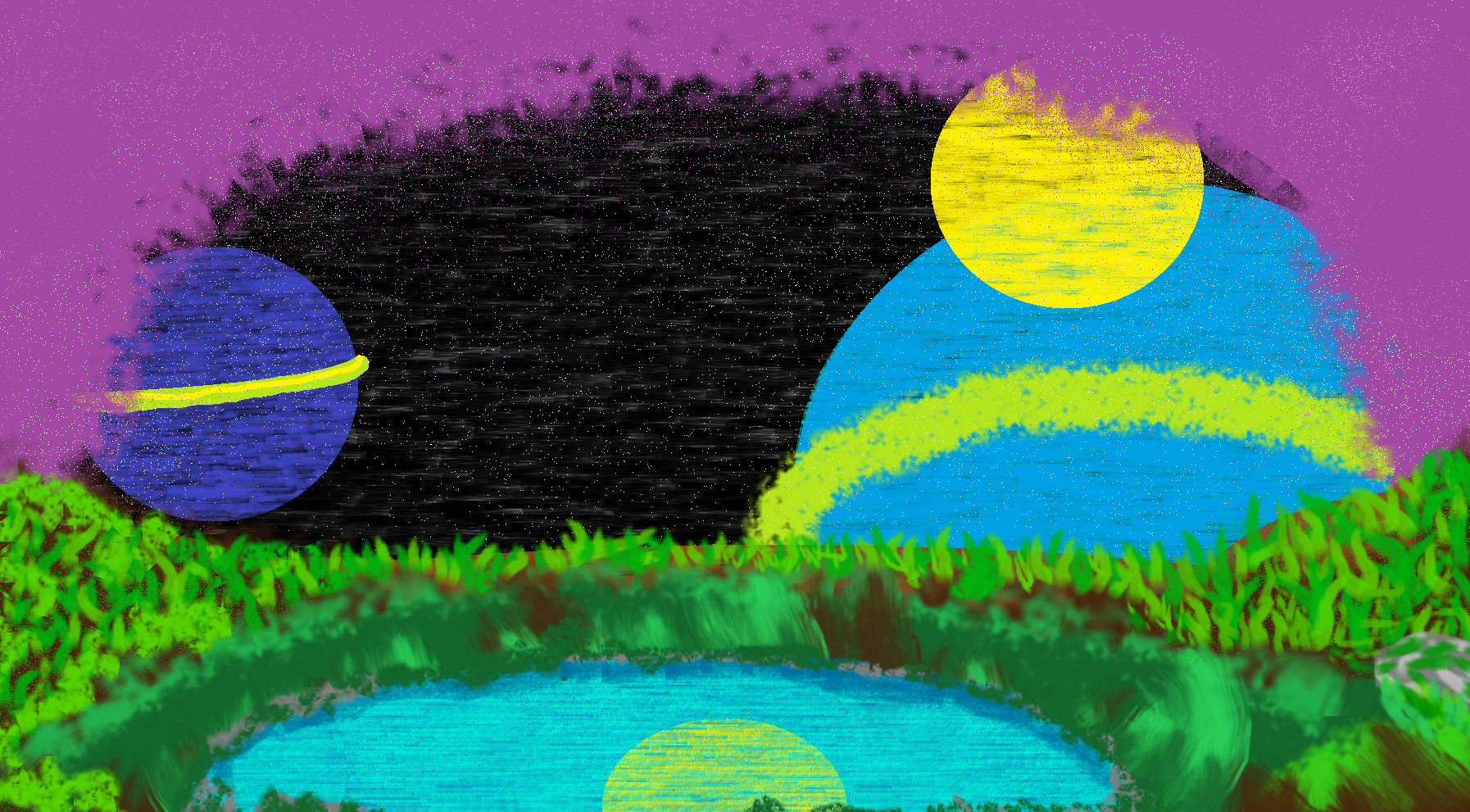 Image of planets with futuristic plants